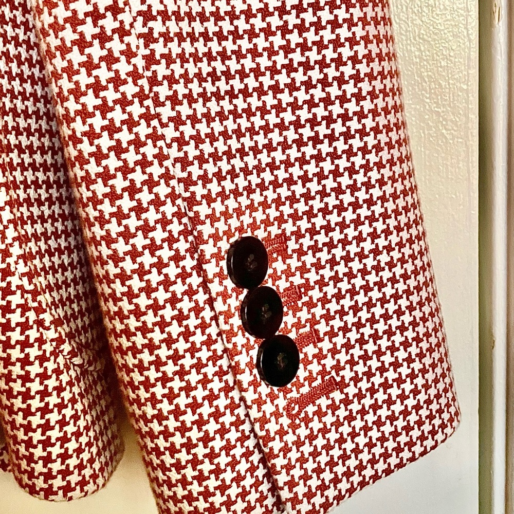 Theory Red and White Houndstooth Blazer - Picture 15 of 16